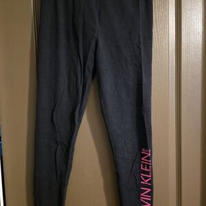 Calvin Klein Kids Black Leggings with Vibrant Pink Accents